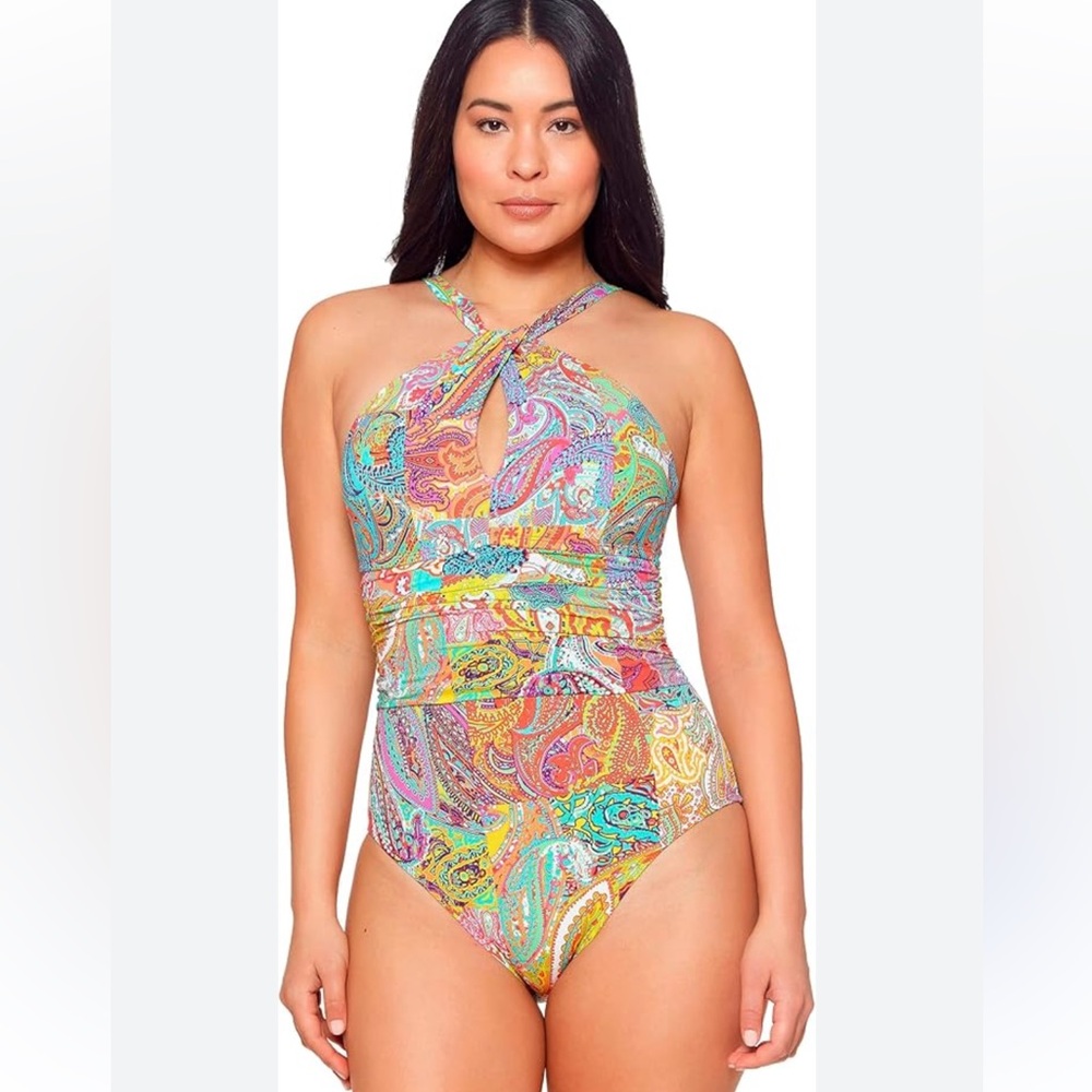 Bleu Rod Beatte‎ halter one piece swimsuit NEW